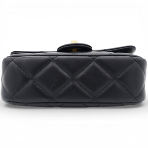 Black Pearl Chain Mini Flap Bag Gold Hardware