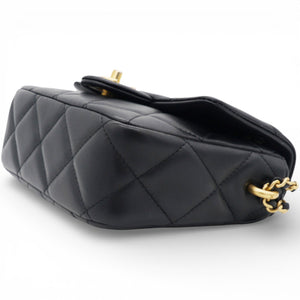 Black Pearl Chain Mini Flap Bag Gold Hardware