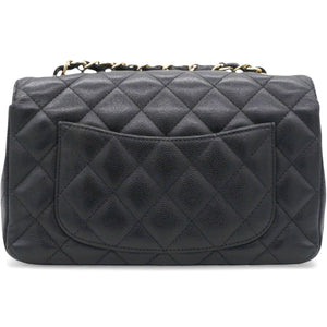 Black Quilted Caviar Leather Classic Mini Flap Bag