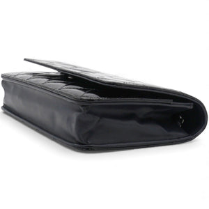 Black Quilted Patent Leather Classic WOC Clutch Bag