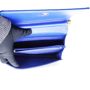 Boy Clutch With Chain Chervon Lambskin Blue