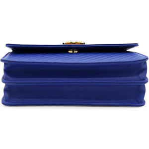 Boy Clutch With Chain Chervon Lambskin Blue