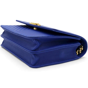 Boy Clutch With Chain Chervon Lambskin Blue