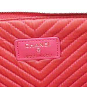 Caviar Chevron Clutch Pink
