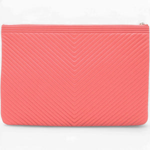 Caviar Chevron Clutch Pink