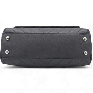Caviar Chevron Quilted Small Coco Handle Flap Dark Grey
