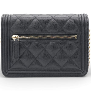 Caviar Quilted Boy Wallet On Chain WOC Black