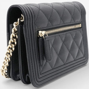Caviar Quilted Boy Wallet On Chain WOC Black