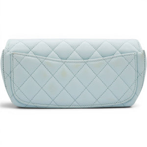 Caviar Quilted Glasses Case With Chain Light Blue
