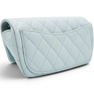 Caviar Quilted Glasses Case With Chain Light Blue