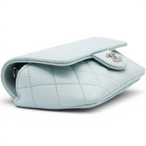 Caviar Quilted Glasses Case With Chain Light Blue