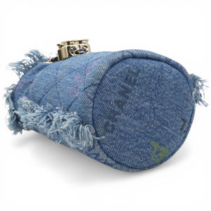 Denim Quilted Mood Mini Bucket With Chain Blue Multicolor