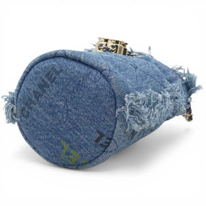 Denim Quilted Mood Mini Bucket With Chain Blue Multicolor