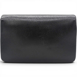 Small Flap Bag Black Shiny Grained Calfskin Brushed Gold Hardware