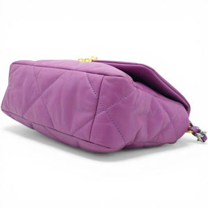 Goatskin Quilted Small Chanel 19 Flap Purple