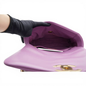 Goatskin Quilted Small Chanel 19 Flap Purple