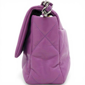 Goatskin Quilted Small Chanel 19 Flap Purple