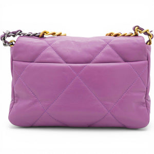 Goatskin Quilted Small Chanel 19 Flap Purple