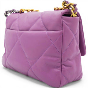 Goatskin Quilted Small Chanel 19 Flap Purple