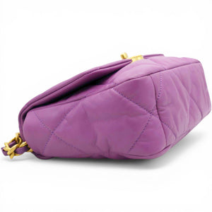 Goatskin Quilted Small Chanel 19 Flap Purple