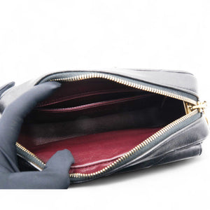 Lambskin Chevron Quilted Coco Envelope Flap Camera Case Black
