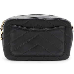 Lambskin Chevron Quilted Coco Envelope Flap Camera Case Black