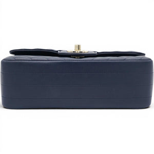 Lambskin Chevron Quilted Mini Chain Around Rectangular Flap Navy