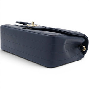 Lambskin Chevron Quilted Mini Chain Around Rectangular Flap Navy