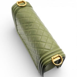 Lambskin Medium Leboy Flap Green