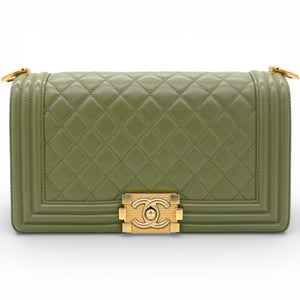Lambskin Medium Leboy Flap Green