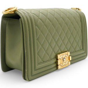 Lambskin Medium Leboy Flap Green