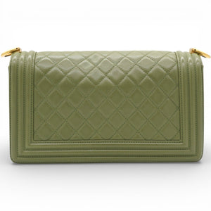 Lambskin Medium Leboy Flap Green