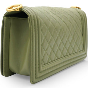 Lambskin Medium Leboy Flap Green