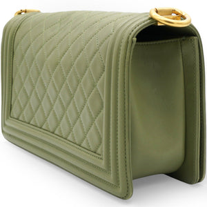 Lambskin Medium Leboy Flap Green