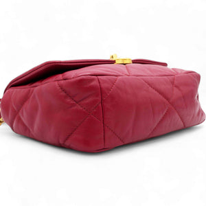 Lambskin Quilted Medium Chanel 19 Flap Red