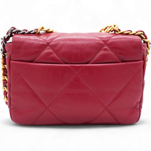 Lambskin Quilted Medium Chanel 19 Flap Red
