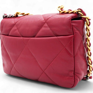 Lambskin Quilted Medium Chanel 19 Flap Red