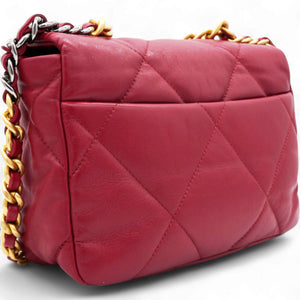 Lambskin Quilted Medium Chanel 19 Flap Red