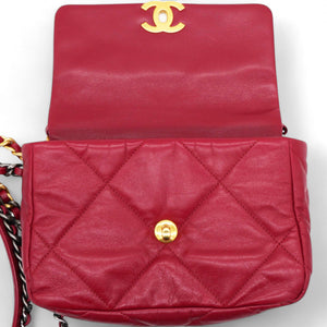 Lambskin Quilted Medium Chanel 19 Flap Red