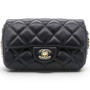Lambskin Quilted Mini My Precious Flap Black