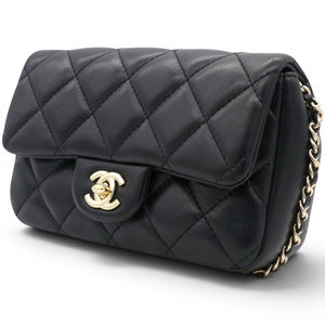 Lambskin Quilted Mini My Precious Flap Black