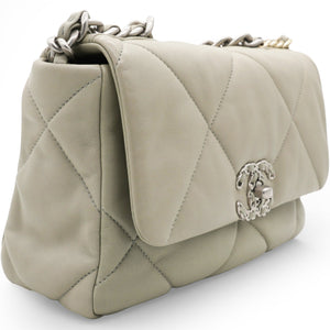 Lambskin Quilted Small Chanel 19 Flap Light Grey