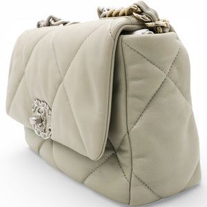 Lambskin Quilted Small Chanel 19 Flap Light Grey
