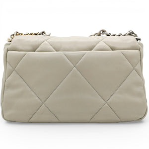 Lambskin Quilted Small Chanel 19 Flap Light Grey