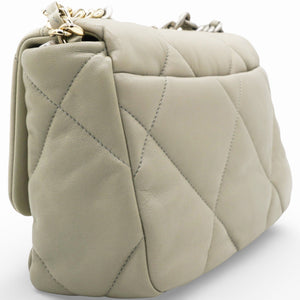Lambskin Quilted Small Chanel 19 Flap Light Grey