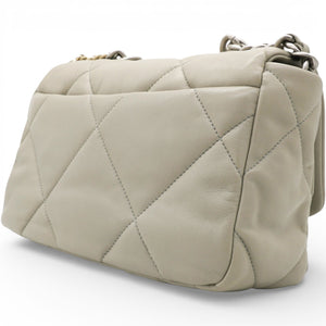 Lambskin Quilted Small Chanel 19 Flap Light Grey