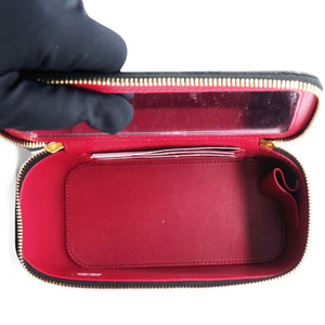 Lambskin Quilted Sweet Camellia Small Vanity Case With Chain Black