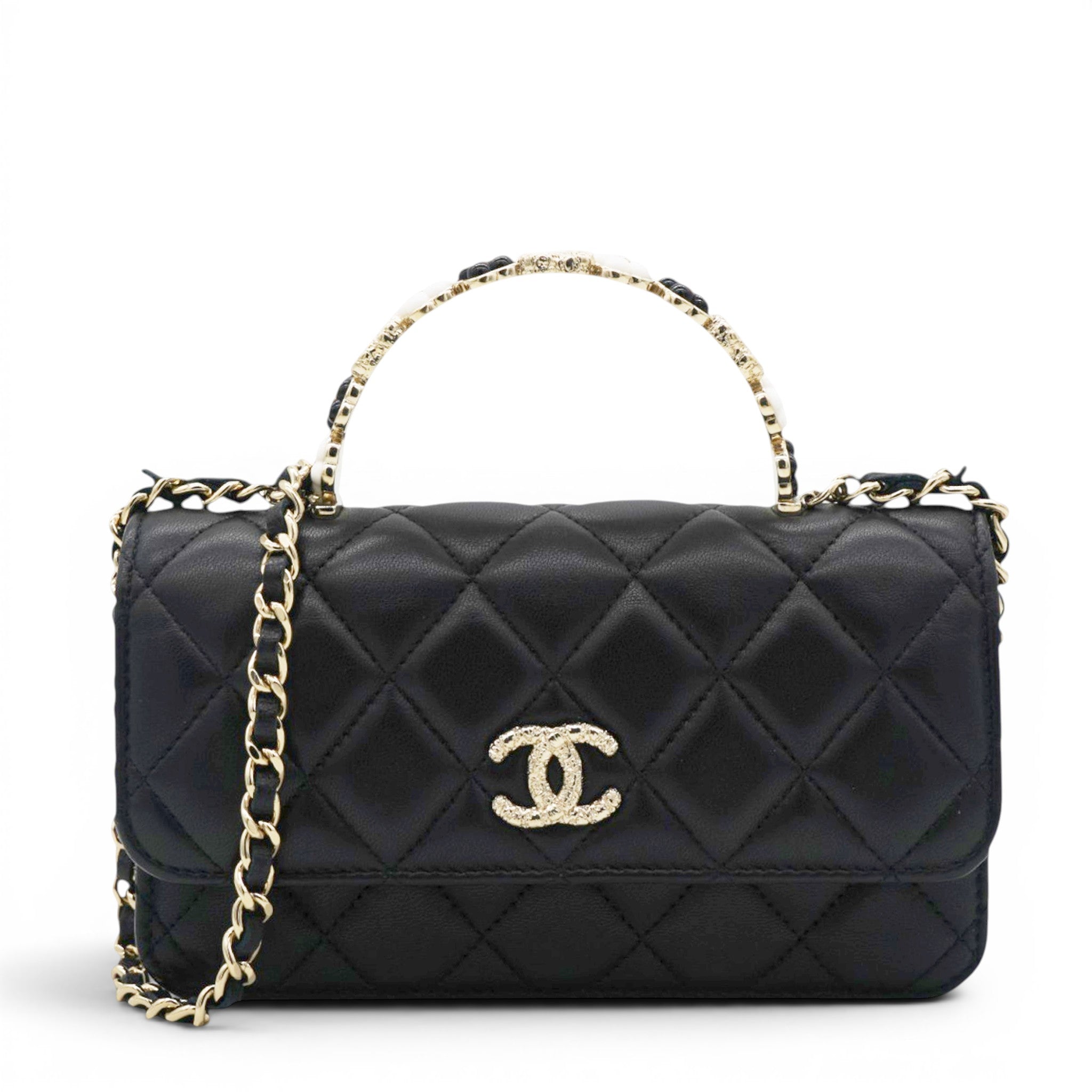 Lambskin Quilted Trendy CC Flap With Chain Black
