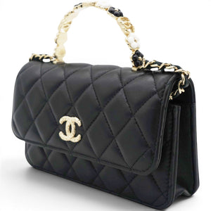 Lambskin Quilted Trendy CC Flap With Chain Black