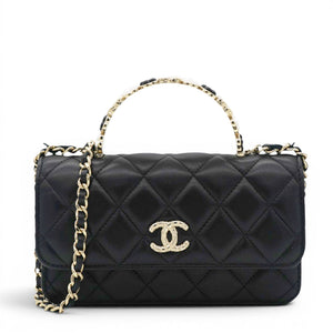Lambskin Quilted Trendy CC Flap With Chain Black
